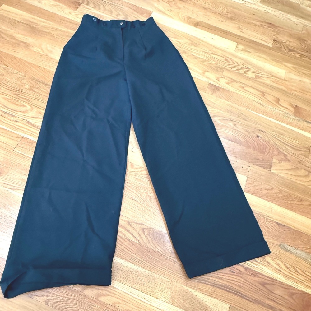Vintage Joule Black Wide Leg Trousers High Waisted Made in USA Pants 7/8